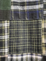 Patchwork Madras Plaid Cotton Fabric 46” X 5.5 Yards Blue Green White Black New
