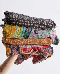 Boho Vintage Charm Pack: 50 pc Kantha Scrap Fat Quarter Bundle – Pre-Cut 6.5×6.5