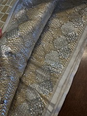 Vintage MCM Gold Silver Metallic Lamé Fabric 2.5 YDS 43″W Modern Texture LtWt