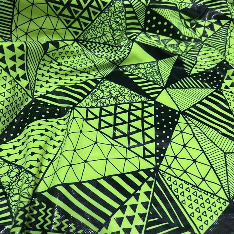 4 Way Stretch Fabric Neon Green Geometric Print Spandex by Yard for Swimwear