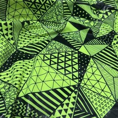 4 Way Stretch Fabric Neon Green Geometric Print Spandex by Yard for Swimwear