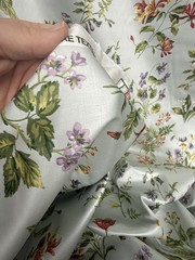 NOS Braemore 4 Yards x 56” lt blue with Multicolor Floral Drapery Fabric Vtg