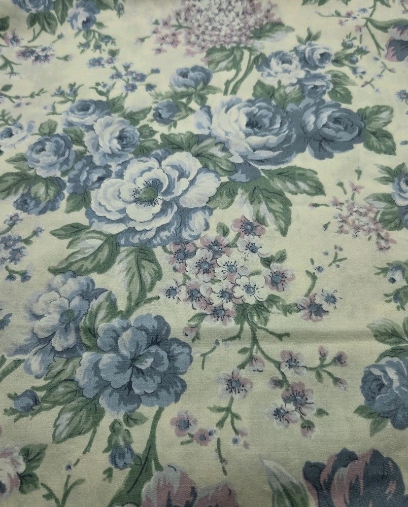VTG Concord Fabrics Joan Kessler Fabric Pastel Blue Pink Flowers ~42″ X ~46″