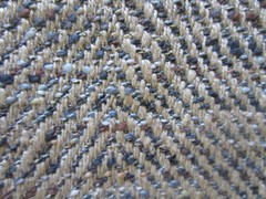 Brunschwig Fils Herringbone SARADA Texture Tan Brown Blue Upholstery Fabric 18+Y