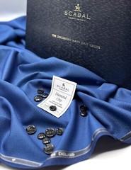 Blue Geometric Fabric Wool Silk Fabric Diamond Chip By Scabal Suiting 3.50m