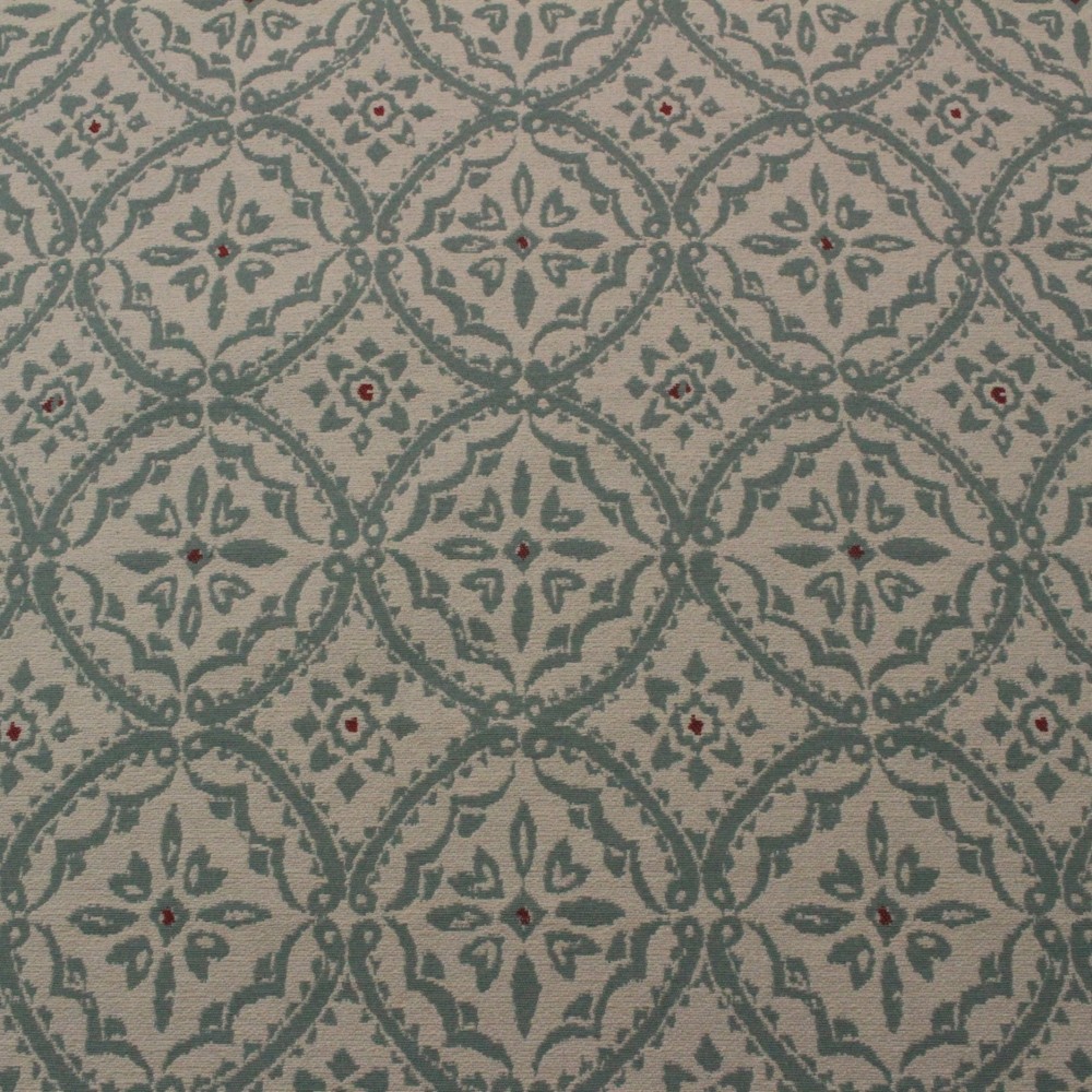 ARAISA PEACOCK TURQUOISE BLUE GEOMETRIC MEDALLION JACQUARD FABRIC BY YARD 54″W