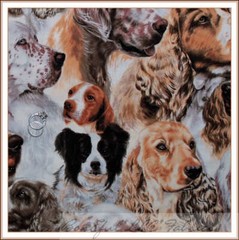 BonEful Fabric FQ Fabri-Quilt Best of Show Dog Puppy Hunting Face Nose HTF Breed