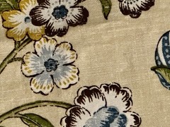 2pc Blue Floral Textured Upholstery Fabric 54”x36”Wide w/ONE Selvage+12”x29”