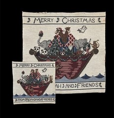 2 Noah’s Arc Woven Tapestry Fabric Squares Ready To Sew 17.5 X 18” And 9” X 9”