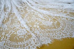 Off white eyelash lace fabric chantilly scalloped fabric soft french lace fabric