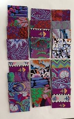 2.5 inch Mini Charm Packs- 40 Purple 2.5″ Squares, Kaffe Fassett Mini Charm