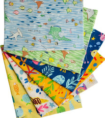 Ocean Fat Quarters Fabric Bundles for Quilting, Cute Fabric for Baby Boy, Cotton