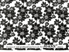 Black & White Flowers Fabric Remant 45″ x 36″ JoAnn Stores Crafts Quilting
