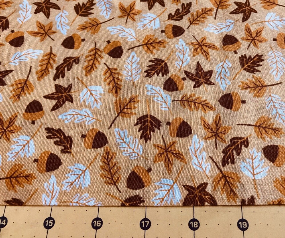 Fall Leaves and Acorns 100% cotton fabric sold by the yard #2018