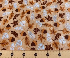 Fall Leaves and Acorns 100% cotton fabric sold by the yard #2018