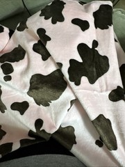 Minky, Minkee 30” Square For Baby Blanket Plush Fabric By Benartex Pink Cow