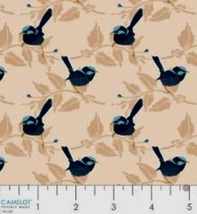 Midnight In Bloom Fat Quarter Pack By Camelot Birds Butterflies Navy & Peach
