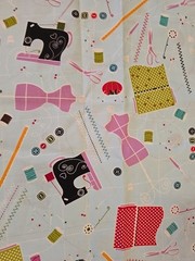 VINTAGE SEWING MACHINES BLUE “I LOVE SEWING” COTTON FABRIC
