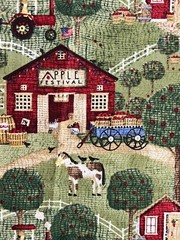 Vintage Jo-Ann/Debbie Mumm APPLE FESTIVAL Apple Country Cotton Fabric, 1 yd