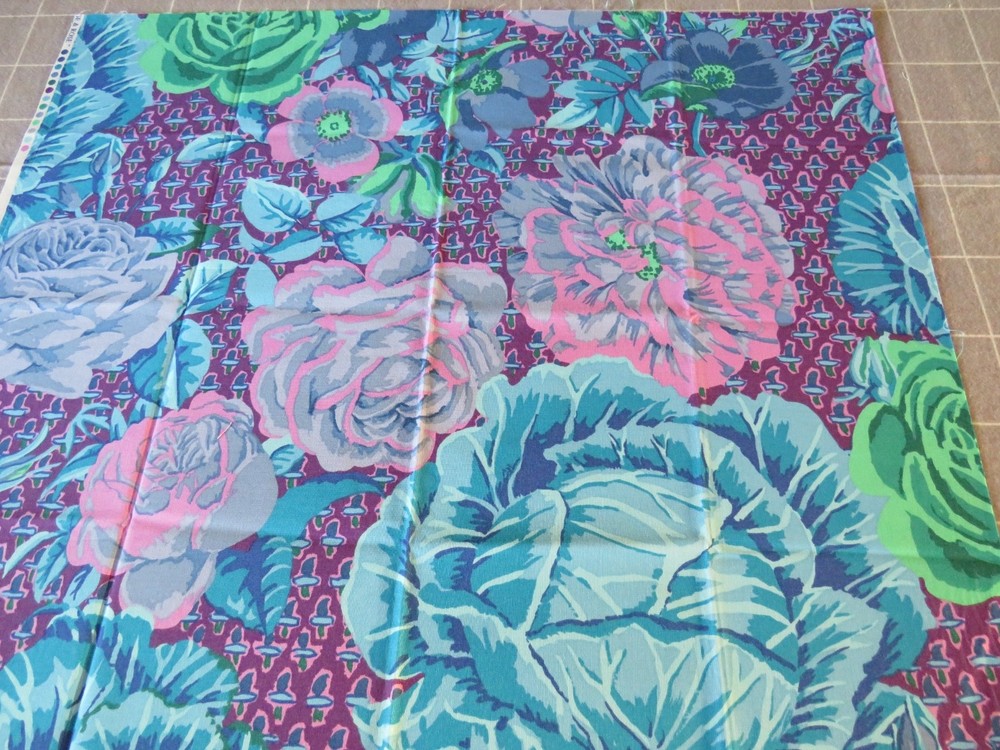 KAFFE FASSETT CABBAGE & ROSE WOOD BLUE GP38 1/2 yard purple background original