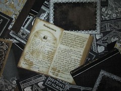BOOKS PILES BOOK METALLIC THREAD SILVER COTTON FABRIC FQ