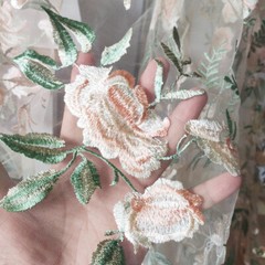 Delicate Floral Embroidery Lace DIY Mesh Bridal Fabric Wedding Prom dress