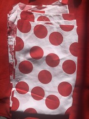 Vintage 80s 90s White And Red Dot Cotton Fabric 132×54”