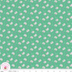 Riley Blake BASIN FEEDSACKS 12290V Green Kittens Quilt Fabric 30’s Reproduction