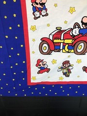 Vintage Nintendo SUPER MARIO BROS Cotton FABRIC PANEL 70″ x 45″ New Unused