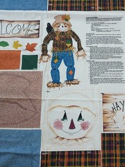 Lot Of 2 Patches Scarecrow Cut & Sew Fall Autumn Hay Rides Fabric Panel Spring