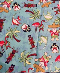 VTG Tropical Vacation Santa Flamingos Reindeer Palm Trees Tropical Fish BTFE