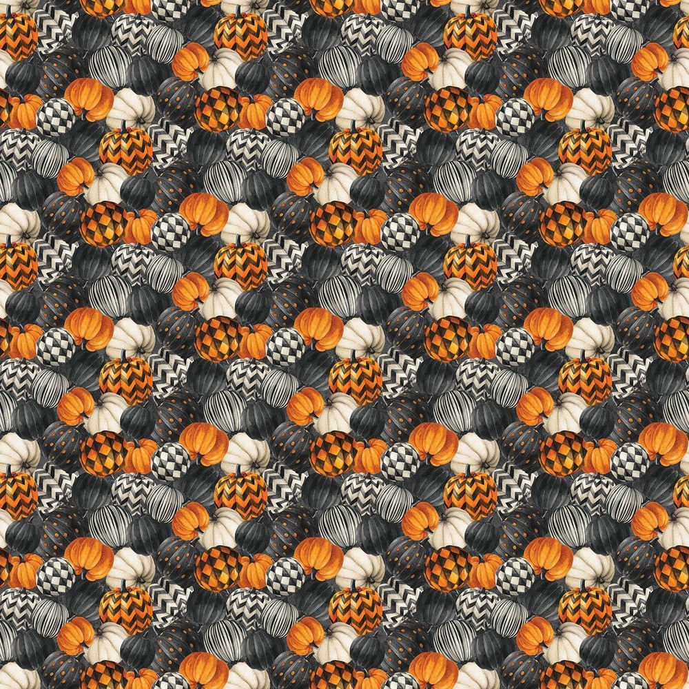 NORTHCOTT – Night Owl by Deborah Edwards – Packed Pumpkins – Charcoal Mult 1/4yd