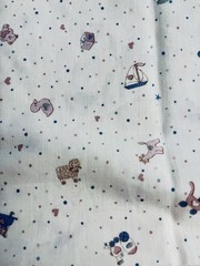 VTG Nursery Baby Themed Items Toys on Cream w/Dots Marti Mitchell Spring BTFQ