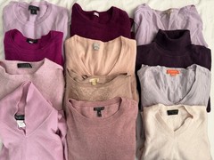 Lot Of 12 100% CASHMERE Sweaters Craft Cutter Lot Pink Purple Lavender