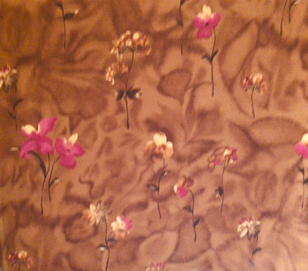 Peachskin Fabric Pink floral on Copper 1.667 Yards Gorgeous