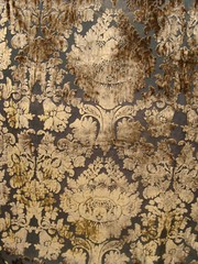 Taupe Gold Imperial Sheer Cut Velvet Fabric By the yard