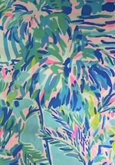Lilly Pulitzer Cotton Poplin Fabric Blue Ibiza Cabana Cocktail 36″ X 57″