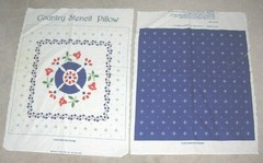 Fabric Panel SEWING CRAFTS ivory red navy blue amish THROW PILLOW COUCH 16X17