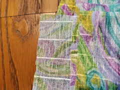FABRIC REMNANT MULTICOLOR ABSTRACT SEMISHEER ACETATE 3-1/4 YDS X 30″