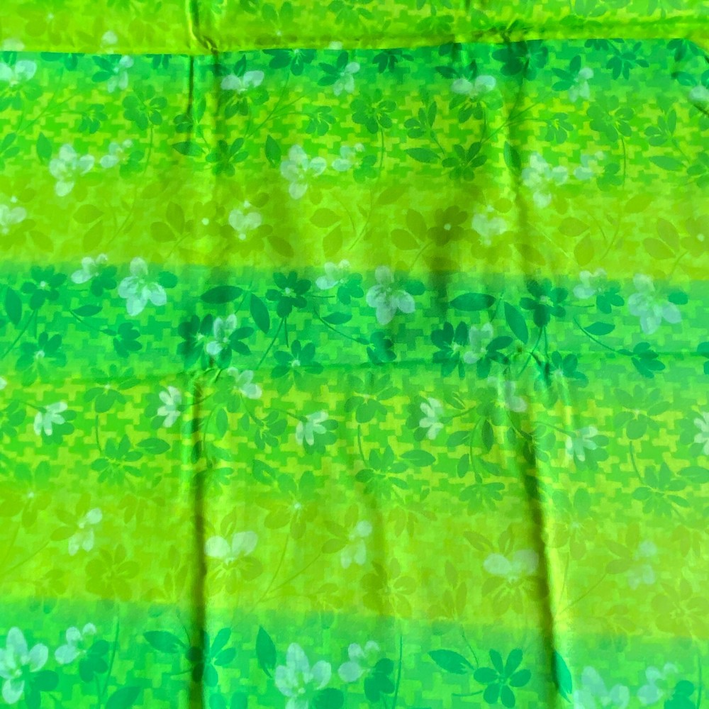 2 YD Bright Green Ombre Floral Fabric Cotton Print