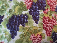 2 Yards 19 Inches Grapes Red And Purple On Vine, 100% Cotton Fabric 44 Inches