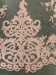 Teagan BLUSH PINK Damask Design Embroidered on Mesh Lace Fabric by the Yard – 1