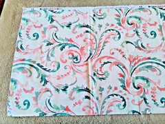 Richloom Cotton Scroll Print Fabric 61″ long, 45″ wide Cream Teal Coral