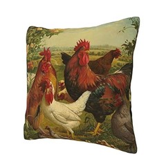 OGNOT Chicken Farm Cushion Cover 16×16 Inch Decorative Throw Pillow Case