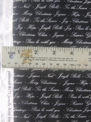 White Christmas Greetings Words on Black Cotton Fabric~Tis The Season~2+ Yards
