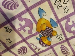 Duck Anchor Sailor Kids Seashells Purple white tan Blue 8+ yards