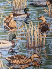 Mallards In The Marsh Large Duck Quilting Bundle W/ Panel And 2 Matching Prints
