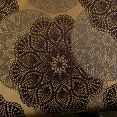 Faux Crochet Drapery Fabric Gold Brown Doily Lace Medallion 60″ Wide By The Yard
