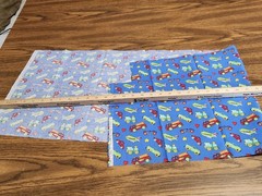 Fabric Remnant Lot Car Vehicles Letter Teacher Numbers Grey Stone Blue