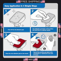 4-Pack Double-Sided Adhesive Pads for Dash Cam Mounts Heat-Resistant